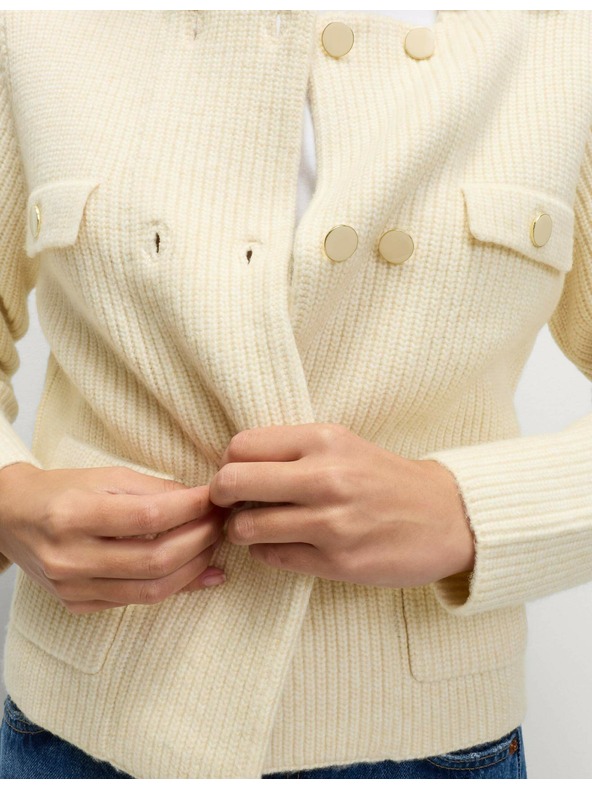 Marks & Spencer Pletena jakna z mehkimi vlakni in okrasnimi žepi Marks & Spencer smetanova