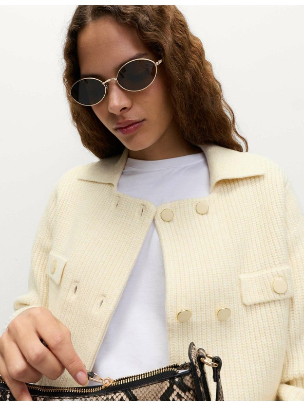 Marks & Spencer Pletena jakna z mehkimi vlakni in okrasnimi žepi Marks & Spencer smetanova