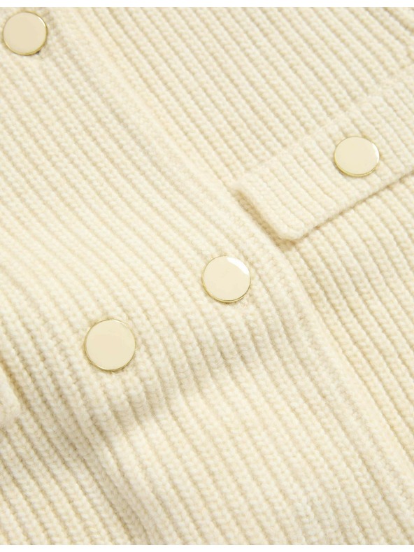 Marks & Spencer Pletena jakna z mehkimi vlakni in okrasnimi žepi Marks & Spencer smetanova