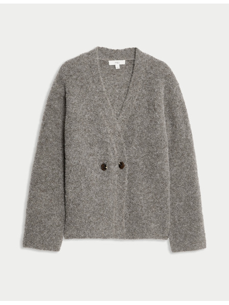 Marks & Spencer Kardigan iz bukle, z gumbi spredaj in V-izrezom, z vsebnostjo volne Marks & Spencer rjava