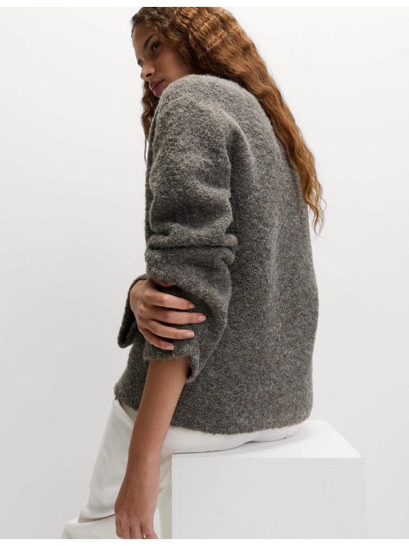 Marks & Spencer Kardigan iz bukle, z gumbi spredaj in V-izrezom, z vsebnostjo volne Marks & Spencer rjava