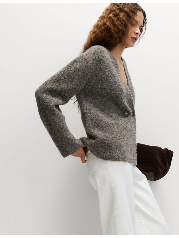 Marks & Spencer Kardigan iz bukle, z gumbi spredaj in V-izrezom, z vsebnostjo volne Marks & Spencer rjava