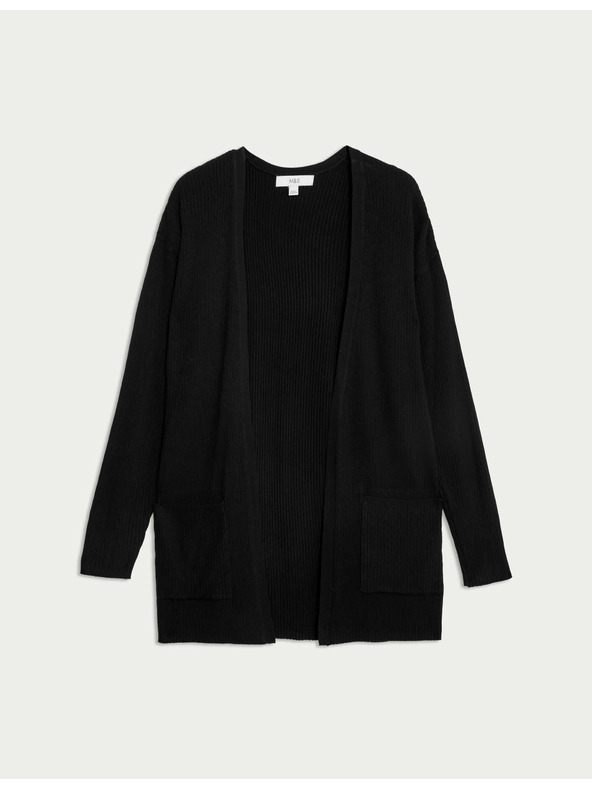 Marks & Spencer Dolg rebrast kardigan brez zapiranja Marks & Spencer črna