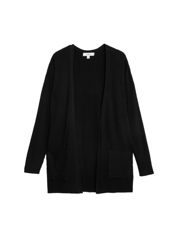 Marks & Spencer Dolg rebrast kardigan brez zapiranja Marks & Spencer črna