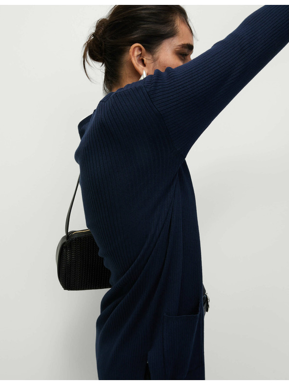 Marks & Spencer Dolg rebrast kardigan brez zapiranja Marks & Spencer mornarsko modra