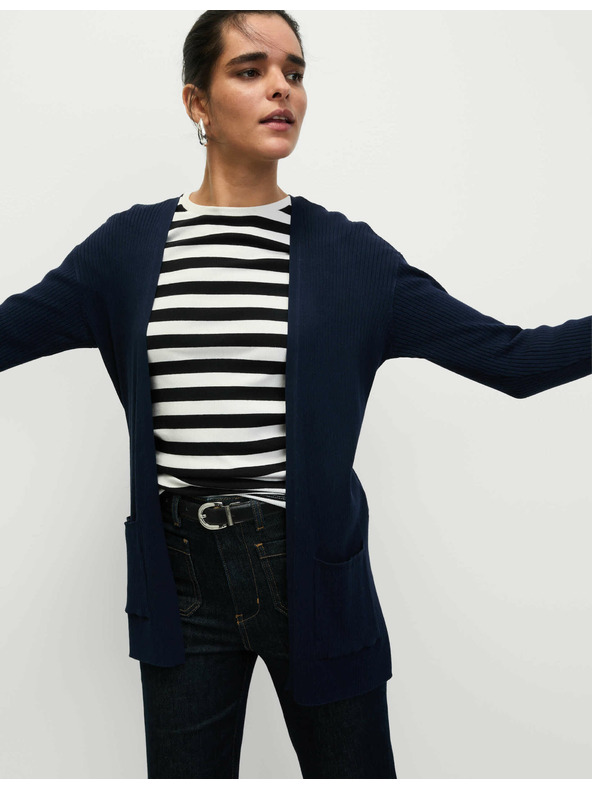 Marks & Spencer Dolg rebrast kardigan brez zapiranja Marks & Spencer mornarsko modra