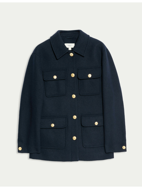 Marks & Spencer Praktična jakna s kapuco iz volnene mešanice Marks & Spencer mornarsko modra
