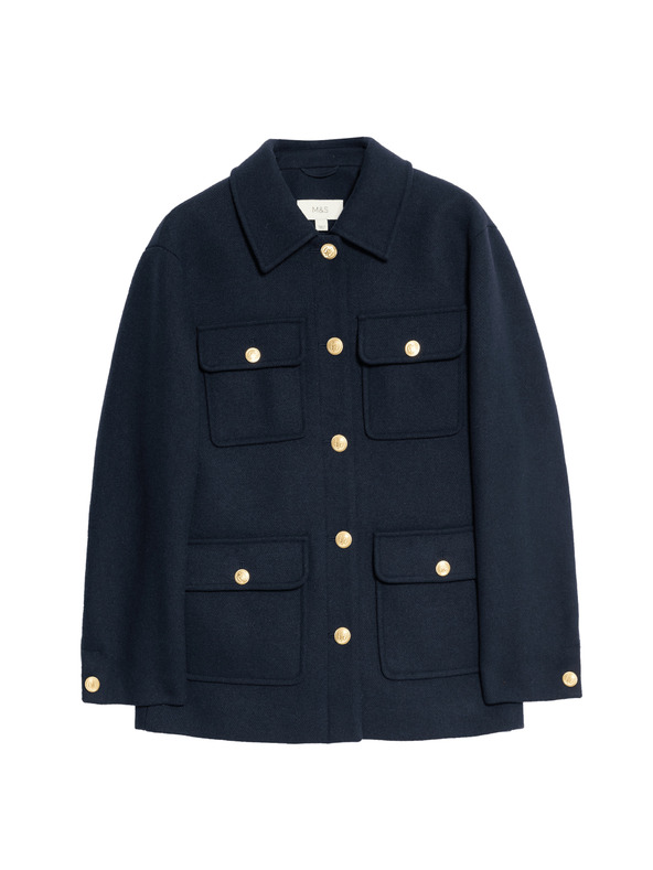 Marks & Spencer Praktična jakna s kapuco iz volnene mešanice Marks & Spencer mornarsko modra
