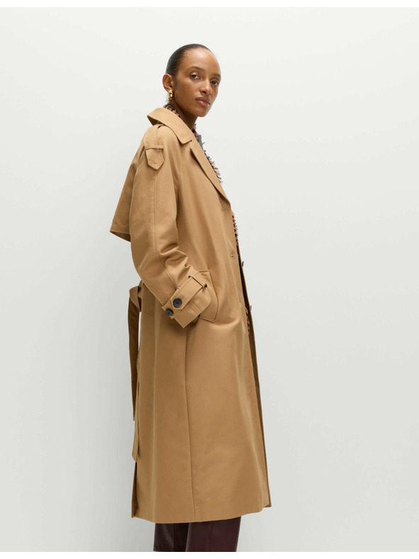 Marks & Spencer Dolg trenč plašč z pasom, z visokim deležem bombaža Marks & Spencer rjava