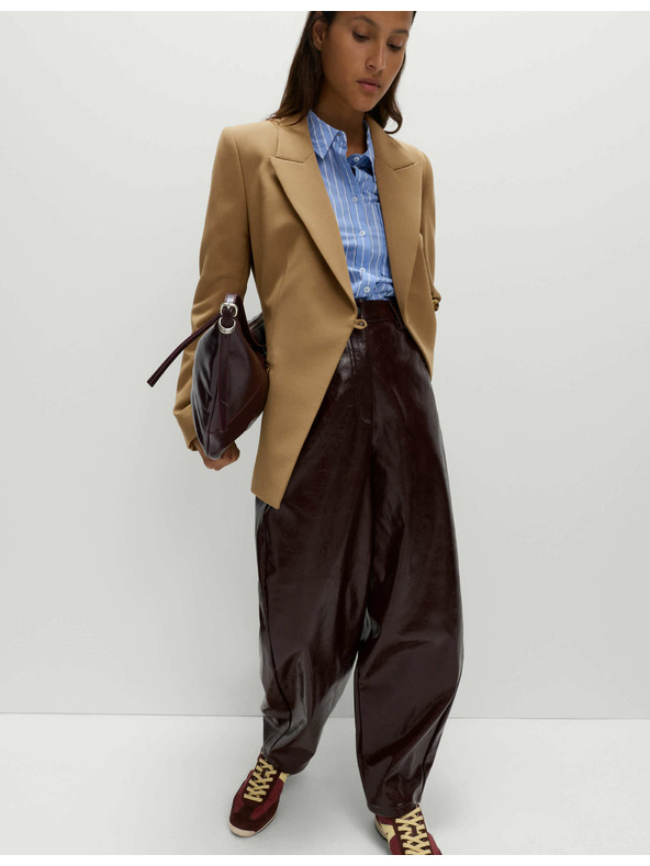 Marks & Spencer Prilagojen keprov blazer z zožanjem v pasu Marks & Spencer rjava