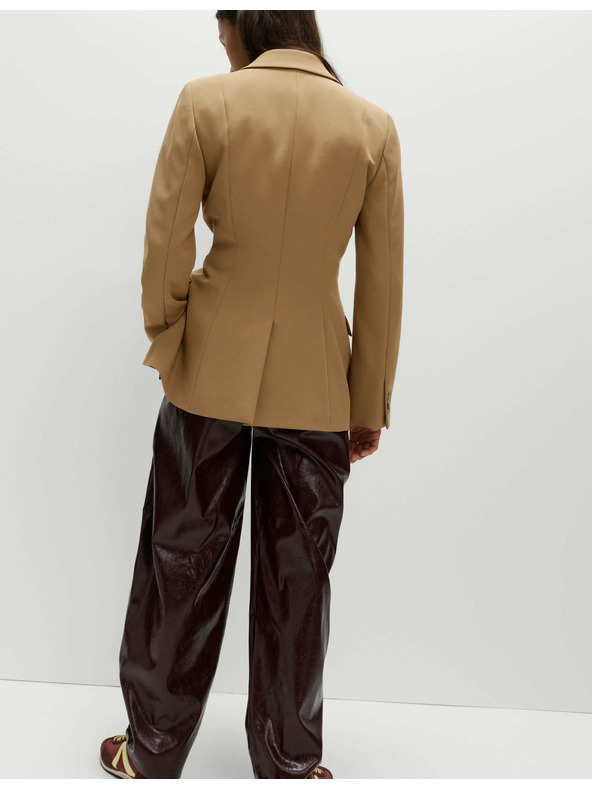 Marks & Spencer Prilagojen keprov blazer z zožanjem v pasu Marks & Spencer rjava