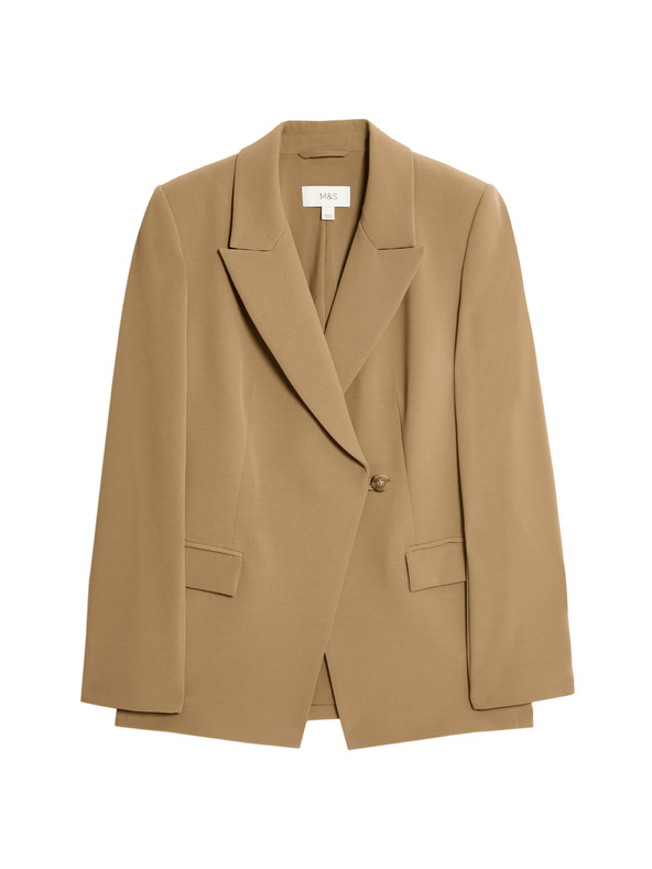 Marks & Spencer Prilagojen keprov blazer z zožanjem v pasu Marks & Spencer rjava