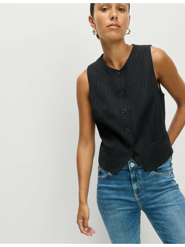 Marks & Spencer Prugasta telovnik brez ovratnika Marks & Spencer mornarsko modra