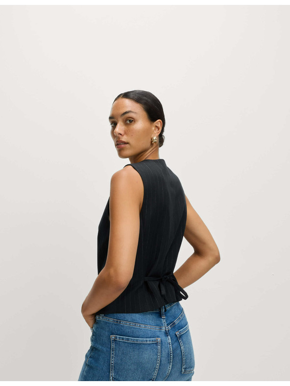 Marks & Spencer Prugasta telovnik brez ovratnika Marks & Spencer mornarsko modra