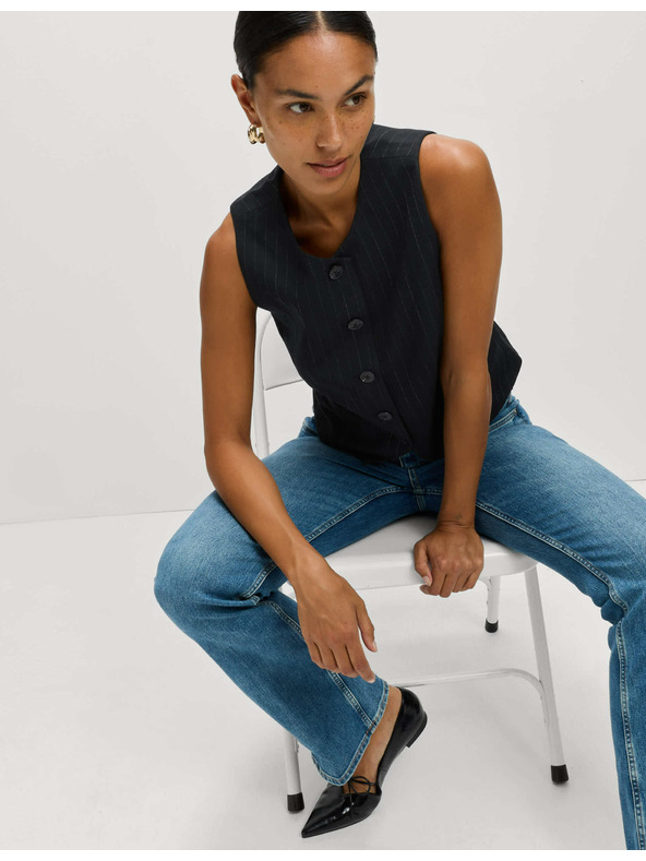 Marks & Spencer Prugasta telovnik brez ovratnika Marks & Spencer mornarsko modra