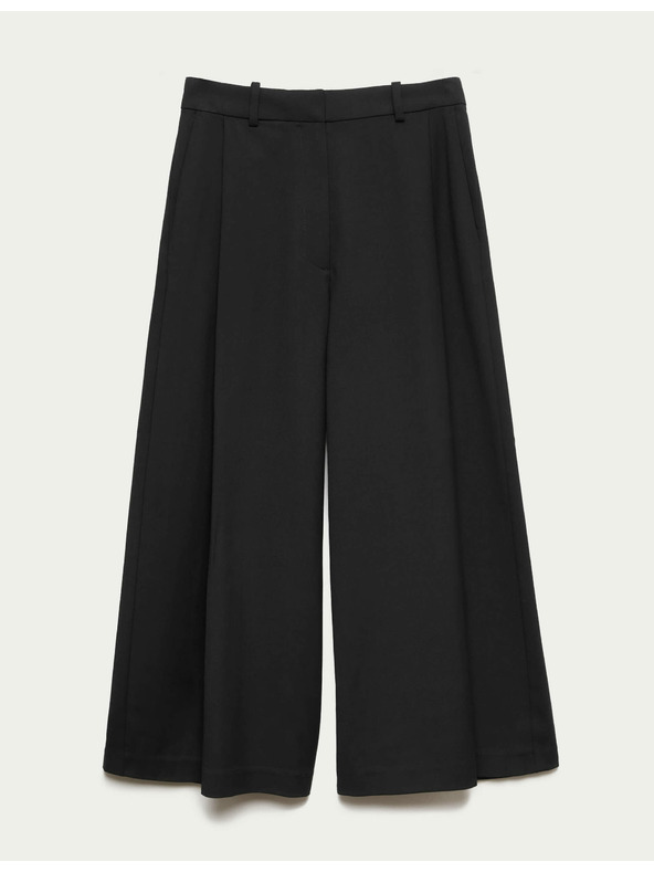 Marks & Spencer Tkana nagubanjena hlačna krila z širokim hlačnicam Marks & Spencer črna