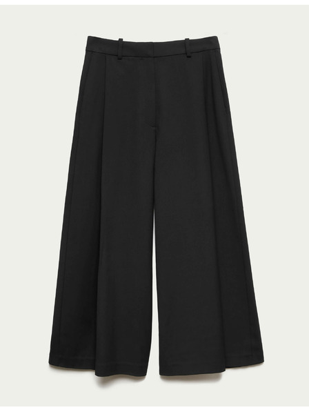 Marks & Spencer Tkana nagubanjena hlačna krila z širokim hlačnicam Marks & Spencer črna