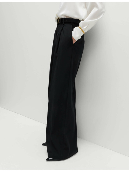 Marks & Spencer Nagubanke hlače z širokim hlačnicam Marks & Spencer črna