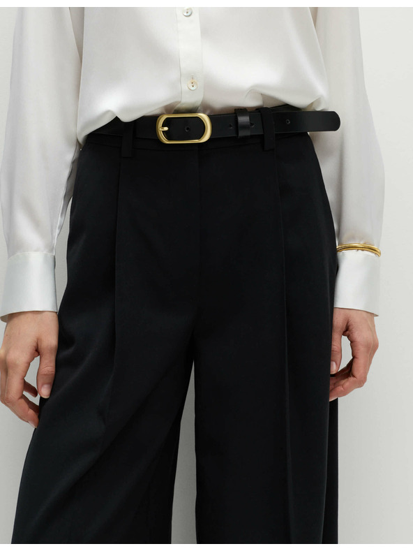 Marks & Spencer Nagubanke hlače z širokim hlačnicam Marks & Spencer črna