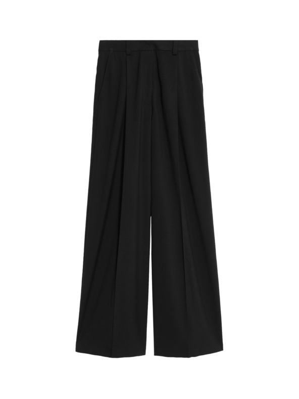 Marks & Spencer Nagubanke hlače z širokim hlačnicam Marks & Spencer črna