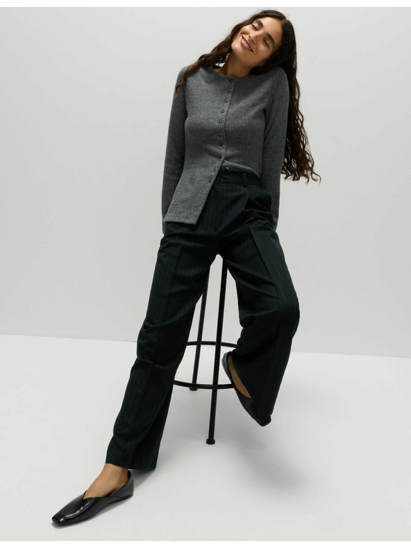 Marks & Spencer Hlače z gubanji, širokim hlačnicam in iglastimi črtami Marks & Spencer mornarsko modra