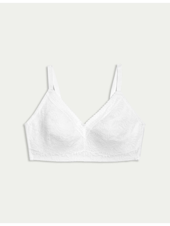 Marks & Spencer Čipkasti modrček s spodnjim delom z učinkom krčenja in tehnologijo Flexifit™ Marks & Spencer bela