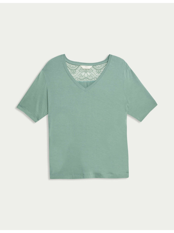 Marks & Spencer Pyžamový top s čipkovaným detailom Marks & Spencer zelená