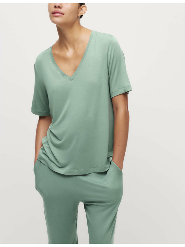 Marks & Spencer Pyžamový top s čipkovaným detailom Marks & Spencer zelená