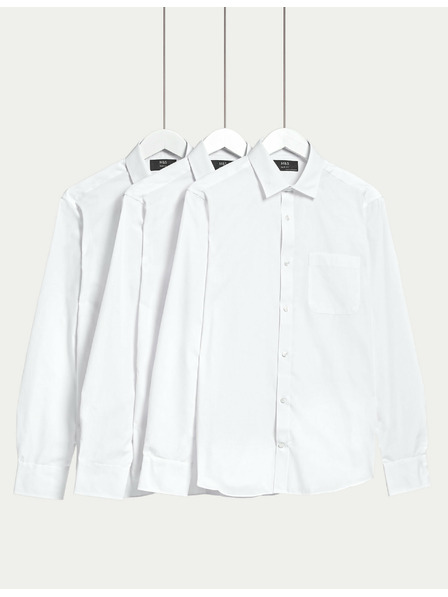 Marks & Spencer Srajca Marks & Spencer z dolgimi rokavi ozkega kroja, 3 kosi v pakiranju bela