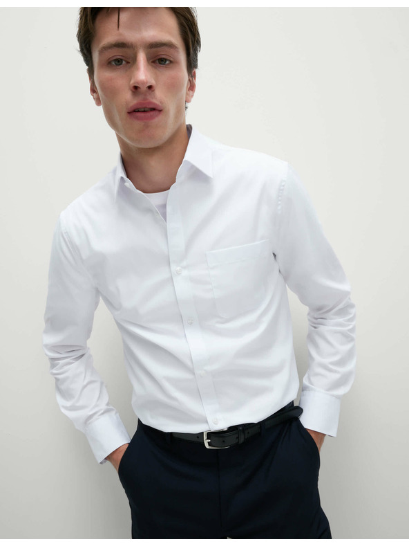 Marks & Spencer Srajca Marks & Spencer z dolgimi rokavi ozkega kroja, 3 kosi v pakiranju bela