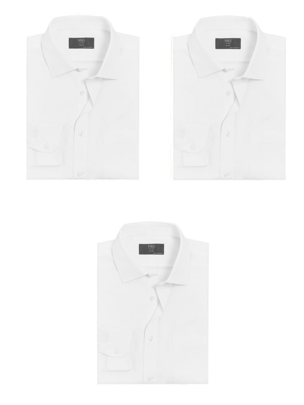 Marks & Spencer Komplet treh moških belih srajc Marks & Spencer