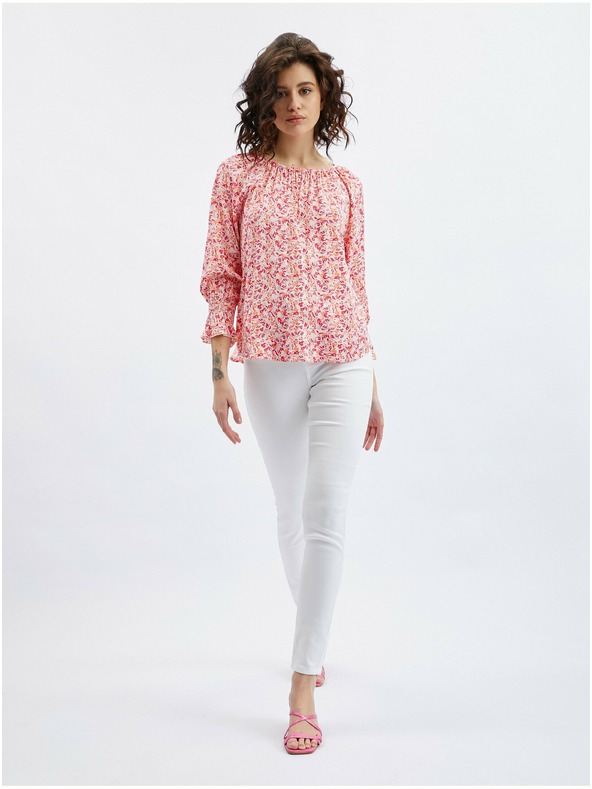 Orsay Rožnato-oranžna ženska cvetlična bluza ORSAY
