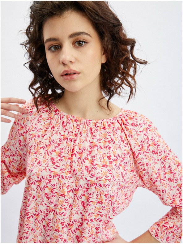 Orsay Rožnato-oranžna ženska cvetlična bluza ORSAY