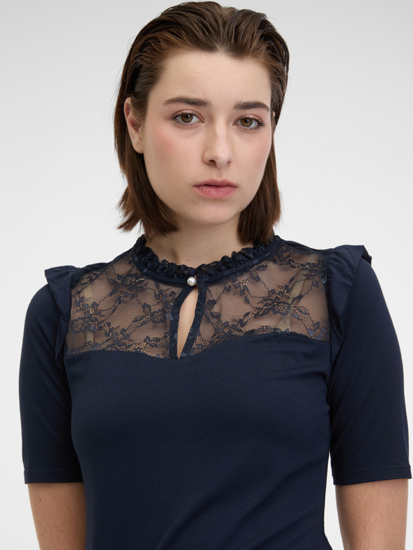 Orsay Temno modra ženska majica s čipko ORSAY