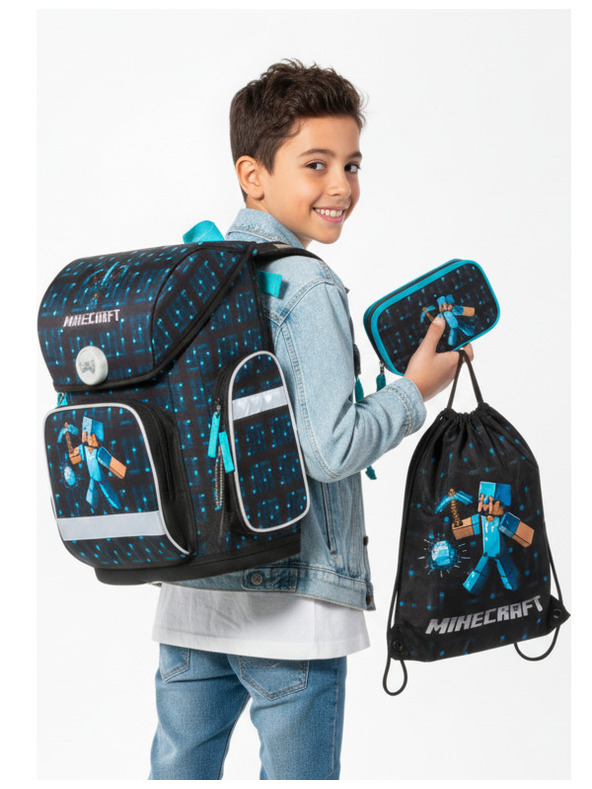 BAAGL  Ergo Minecraft Blue Axe Šolski komplet