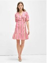 Orsay Rožnata črtasta ovita lanena obleka ORSAY