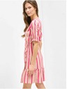 Orsay Rožnata črtasta ovita lanena obleka ORSAY
