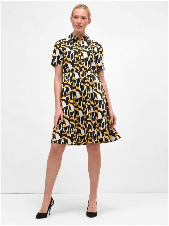 Orsay Rumeno-črne vzorčaste srajčne obleke ORSAY