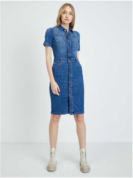 Orsay Modra denim srajčna obleka ORSAY