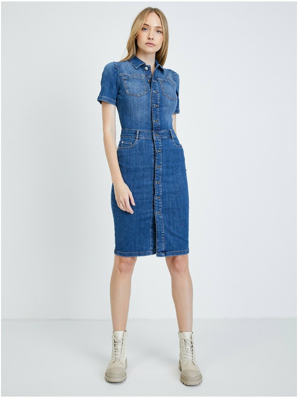 Orsay Modra denim srajčna obleka ORSAY