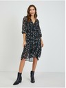 Orsay Črna ženska cvetlična obleka z zavezovanjem ORSAY