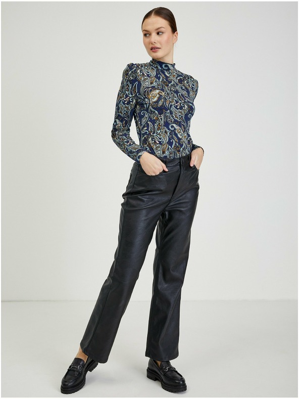 Orsay Temno modra ženska vzorčasta majica z dolgimi rokavi ORSAY Paisy