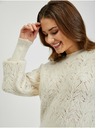 Orsay Krem ženski vzorčast pulover z balonskimi rokavi ORSAY
