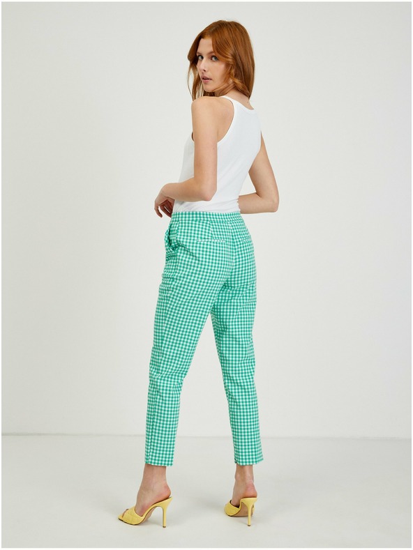 Orsay Svetlo zelene ženske kariraste hlače ORSAY