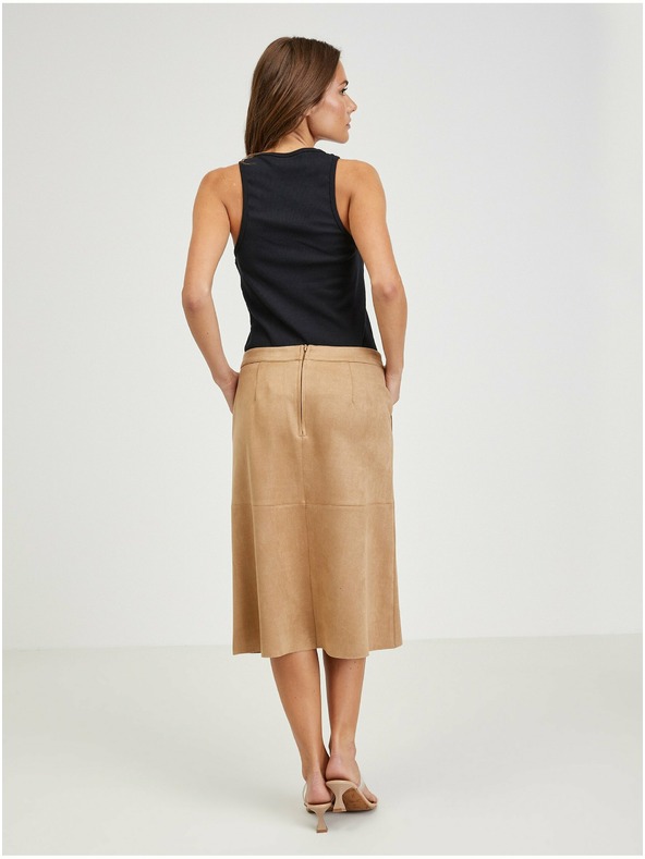 Orsay Svetlo rjavo žensko midi krilo iz semiša ORSAY