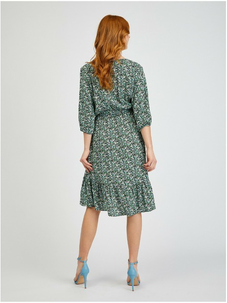 Orsay Zelena ženska vzorčasta obleka z zavezovanjem ORSAY
