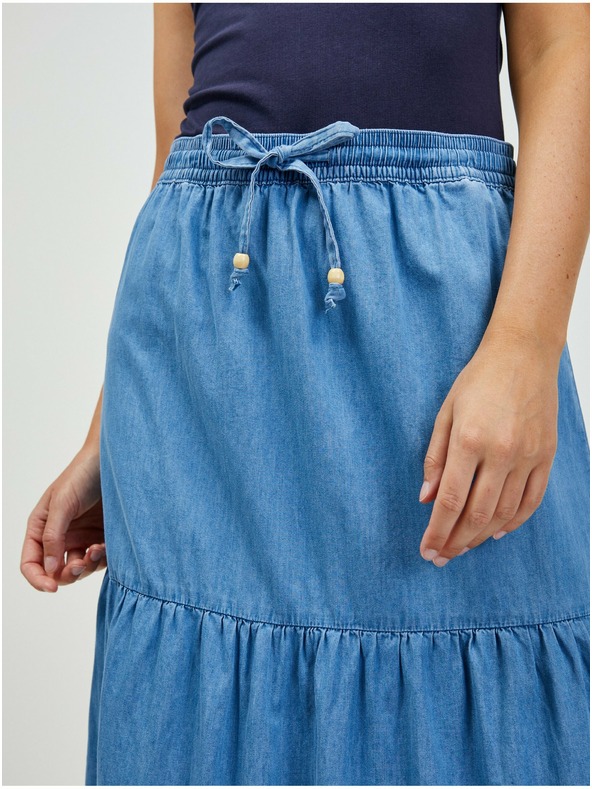 Orsay Modro denim maksi krilo z volančki ORSAY