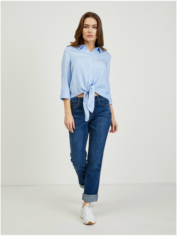 Orsay Svetlo modra ženska srajca z vozlom ORSAY