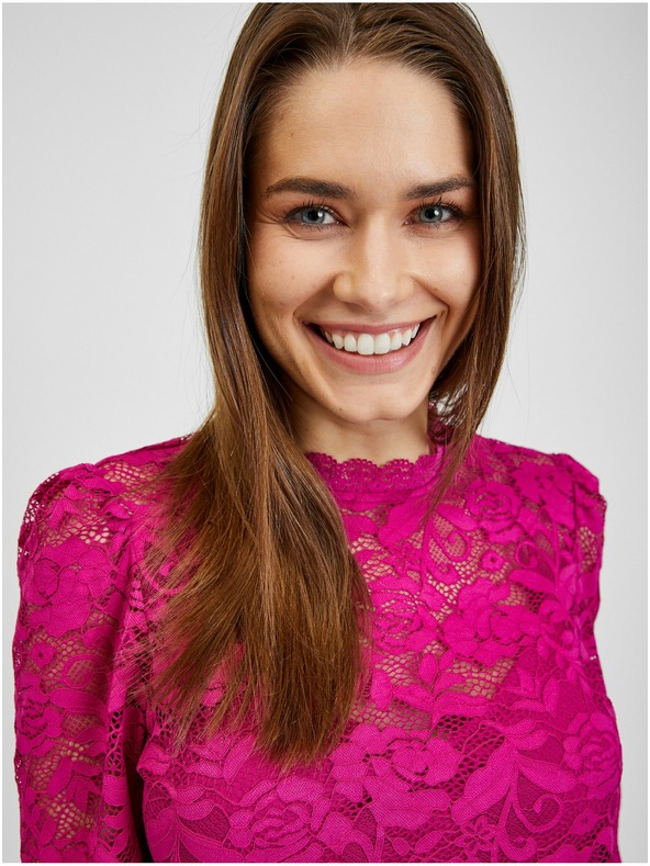 Orsay Temno rožnata ženska čipkasta majica ORSAY