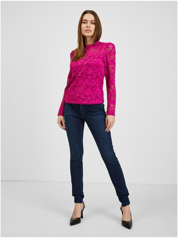 Orsay Temno rožnata ženska čipkasta majica ORSAY